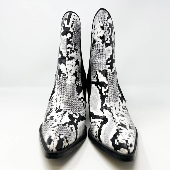 Zara Black and White Snake Print Ankle Boots - Picture 6 of 14